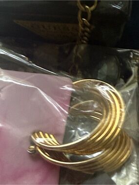 Vintage Gold-Tone Earrings - Sculpted Swirl Design